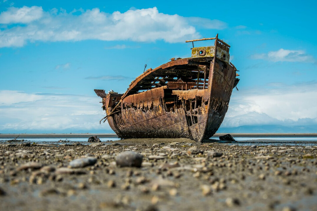 old shipwreck at sea