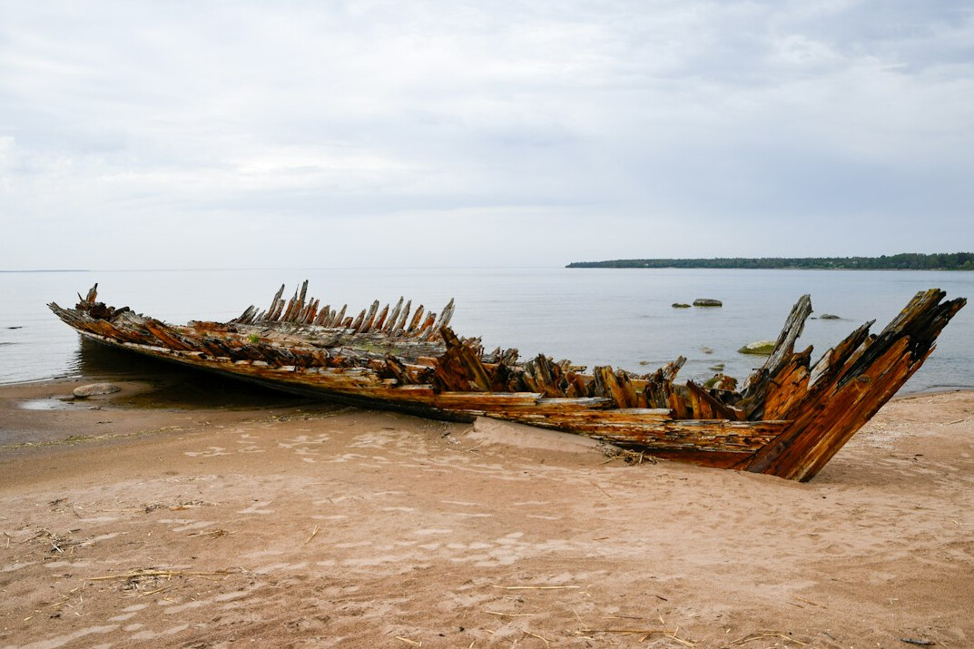 old shipwreck at sea