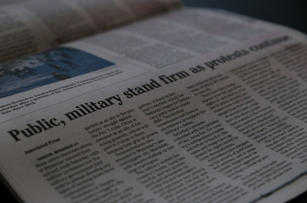 newspaper headlines close up