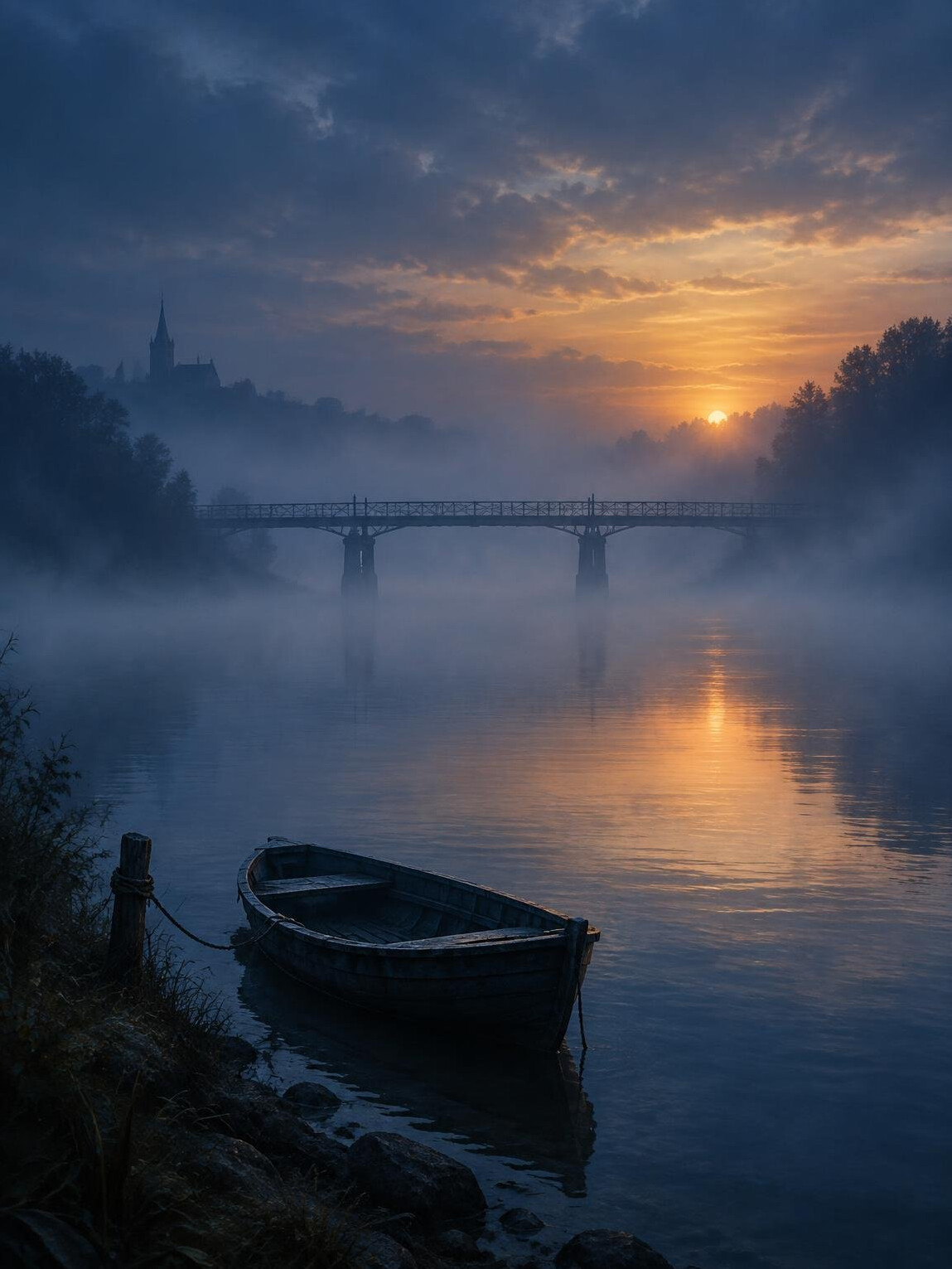 Book cover mockup of a river shrouded in morning mist